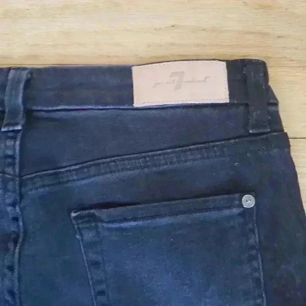 7 For All Mankind Black Luxe Vintage Aubrey Snake Print Skinny Jeans Size 29 - Picture 12 of 13